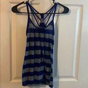 Blue and gray striped tank